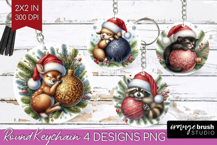 Christmas Animals Keychain PNG - Cute Christmas Keychain