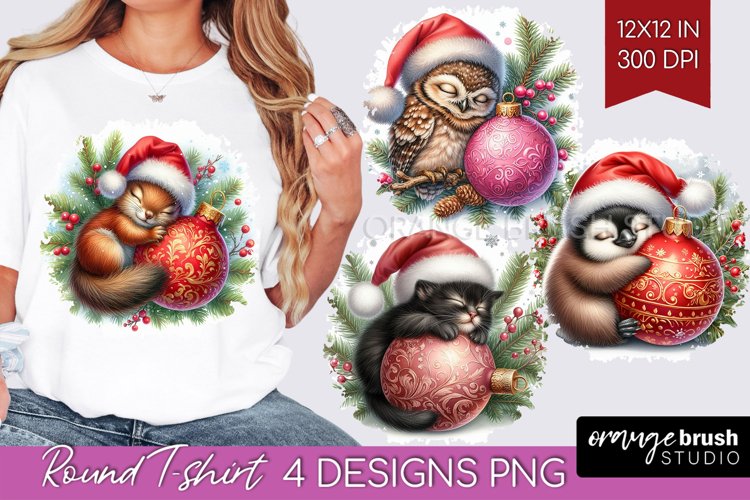 Christmas Animals Round Tshirt Background - Cute Christmas example image 1