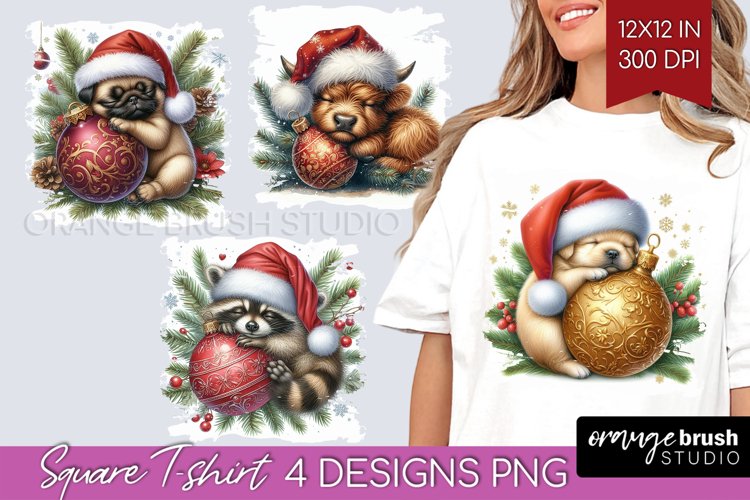 Christmas Animals Square Tshirt Background - Cute Christmas