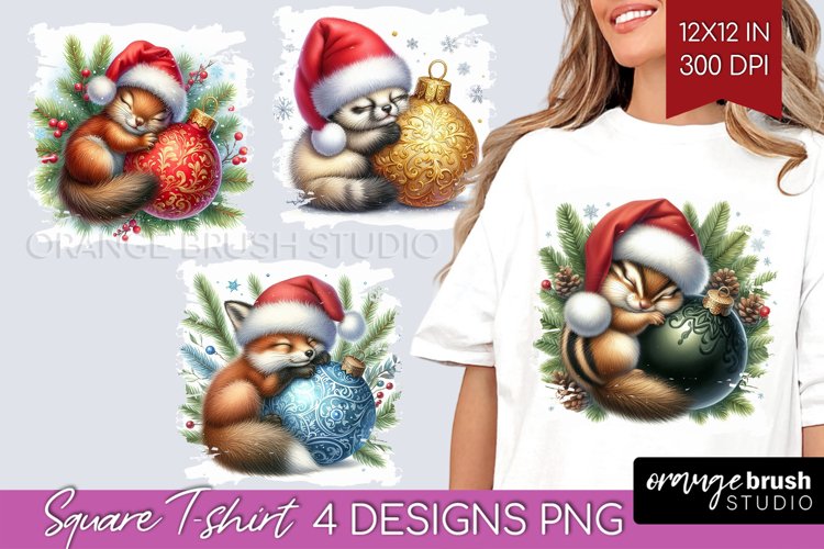 Christmas Animals Square Tshirt Background - Cute Christmas