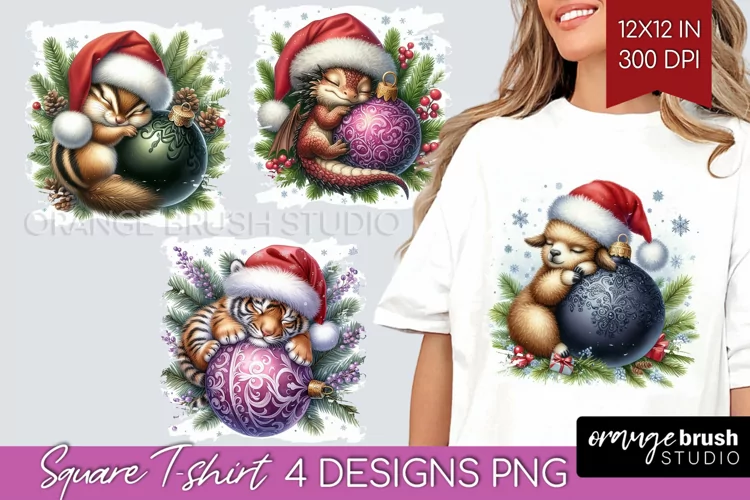 Christmas Animals Square Tshirt Background - Cute Christmas