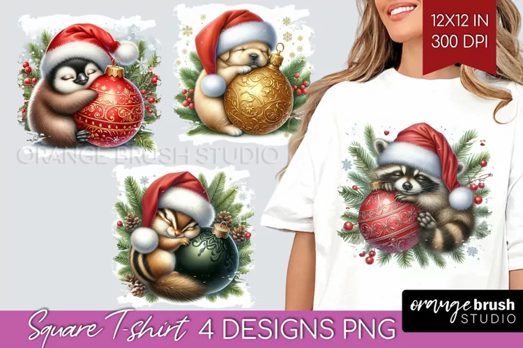 Christmas Animals Square Tshirt Background - Cute Christmas