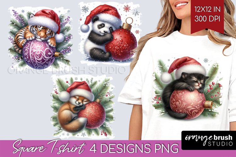Christmas Animals Square Tshirt Background - Cute Christmas
