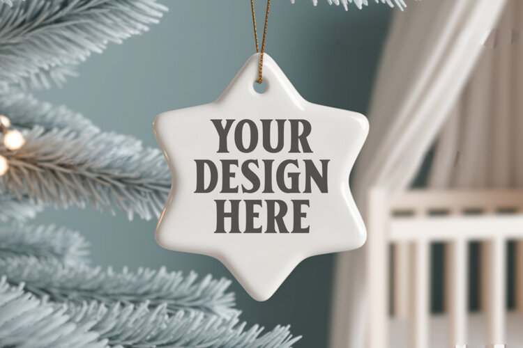 Christmas Star Ceramic Ornaments Mockup example image 1