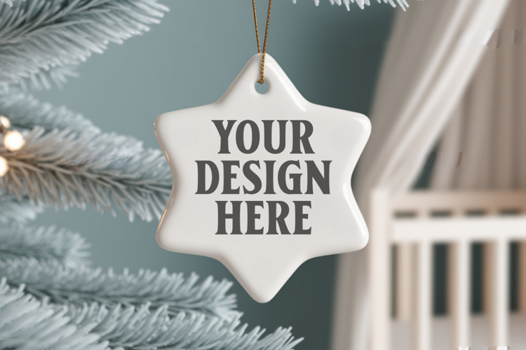 Christmas Star Ceramic Ornaments Mockup