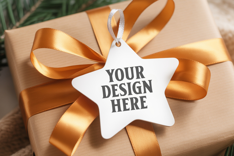 Christmas Star Ceramic Ornaments Mockup | Holiday Star Ornam