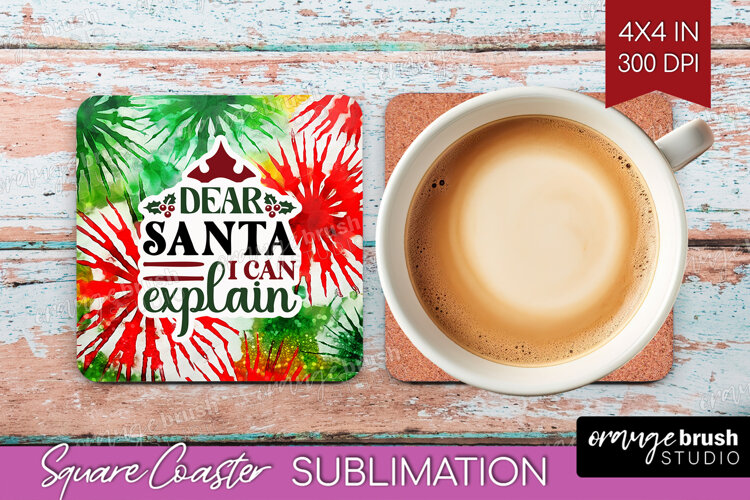 Sarcastic Christmas Quote Square Coaster - Tie Dye Coaster example image 1