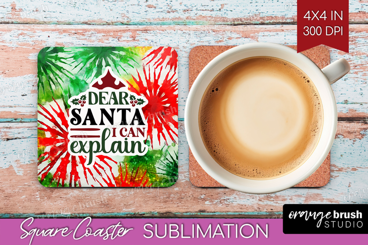 Sarcastic Christmas Quote Square Coaster - Tie Dye Coaster