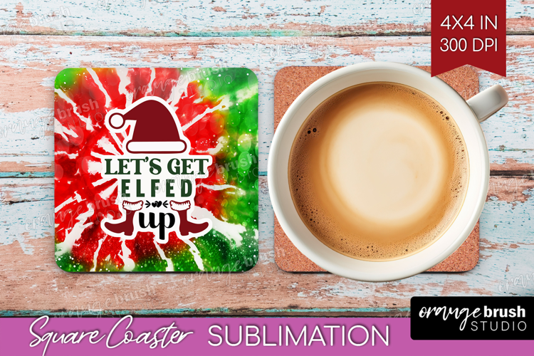Sarcastic Christmas Quote Square Coaster - Tie Dye Coaster