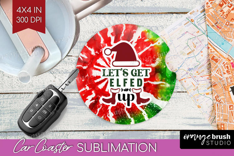 Sarcastic Christmas Quote Car Coaster - Tie Dye Coaster PNG