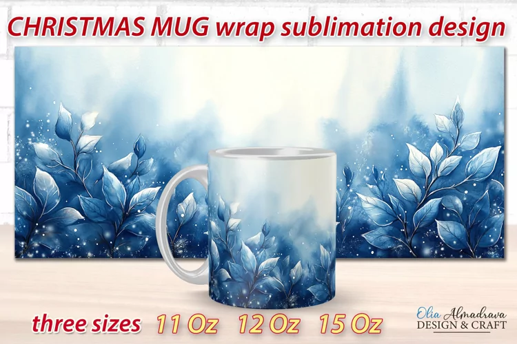 Christmas Mug Sublimation Template| Mug Wrap PNG Watercolor