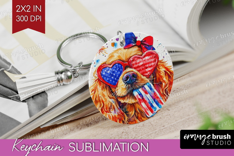 Cocker Spaniel Dog Keychain PNG 4th Of July Keychain