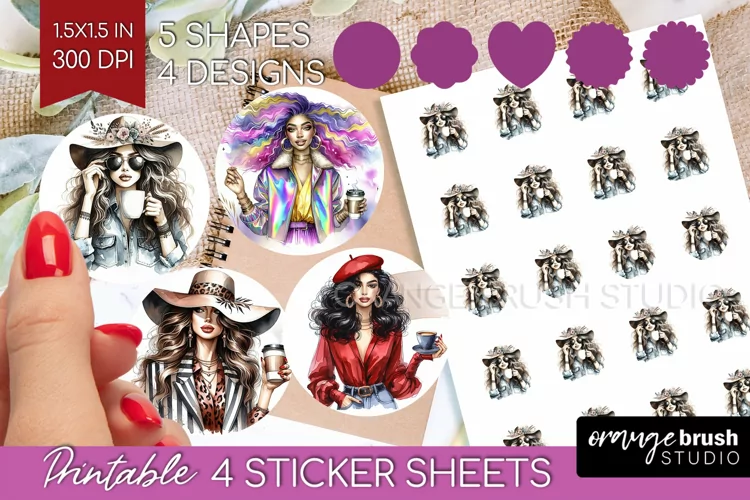 Coffee Girl Round Sticker - Coffee Lover Printable Sticker
