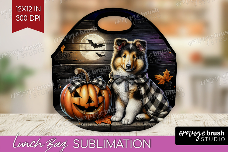 Collie Dog Lunch Bag Halloween Lunch Bug PNG Sublimation