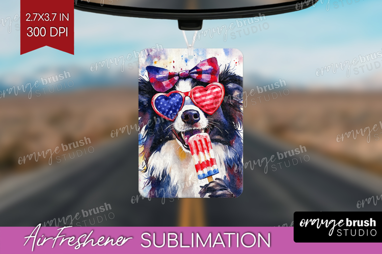 Collie Dog Air Freshener PNG 4th Of July PNG Sublimation