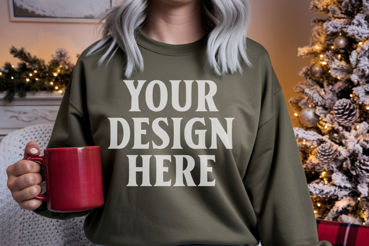 Comfort Colors 1566 Sweatshirt Mockup | Real Model Pullover