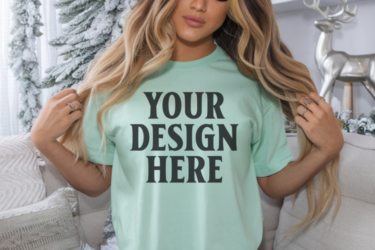 Bay Christmas Comfort Colors 1717 Mockups, CC 1717 mockups