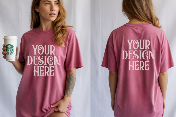 Comfort Colors 1717 Berry Front & back T shirt mockups