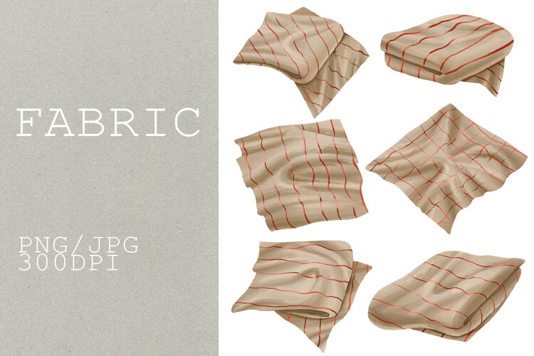 Hand Drawn Striped Fabric Clipart Digital Napkins Towel example image 1