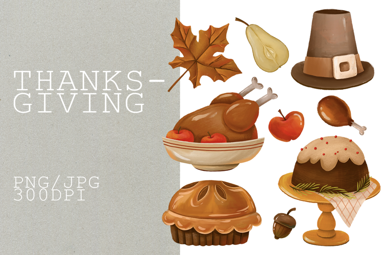 Thanksgiving Clipart Hand Drawn Autumn Fall