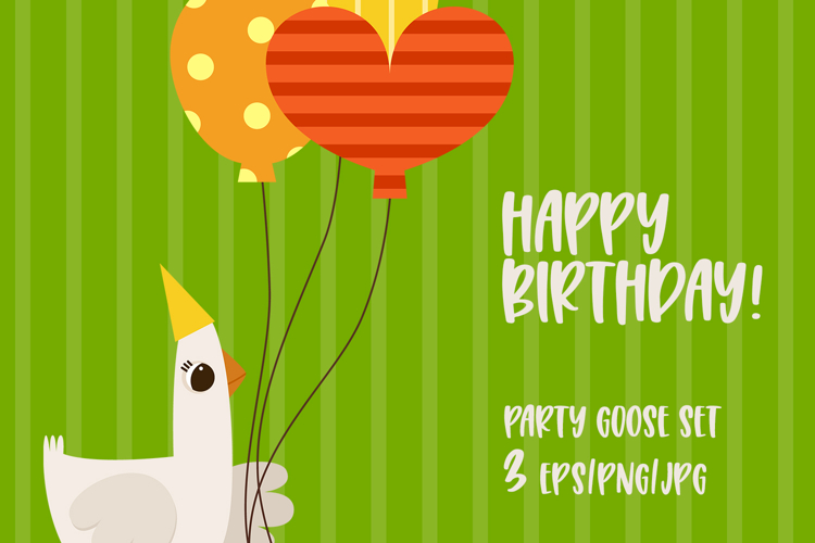 Cute Birthday Birds Illustration with Balloons and Gifts