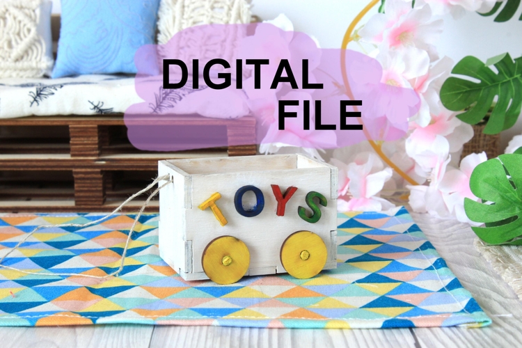 Miniature toy box laser cut download file. Dollhouse nursery