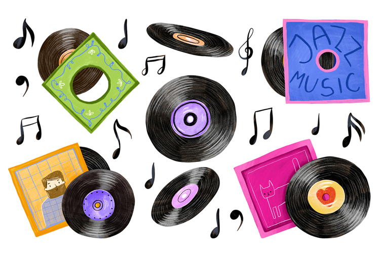 Retro Vinyl Record Clipart PNG Vintage Aesthetic Music