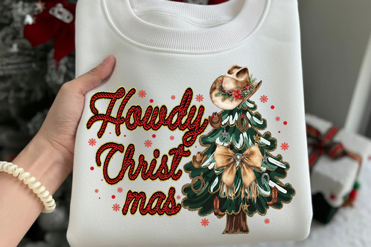 Howdy Christmas Png, Western Christmas Png, Retro Christmas