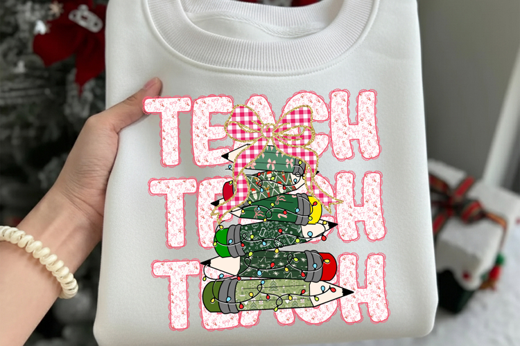 Preppy Coquette Teacher Png, Christmas Teacher Png