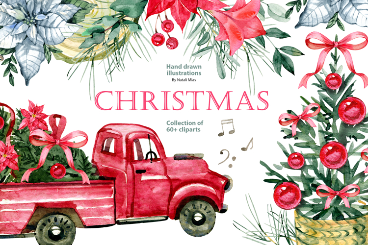 Christmas Watercolor Clipart Set