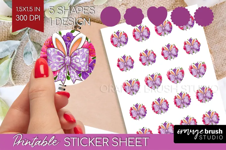 Coquette Easter Round Sticker - Easter Printable Sticker