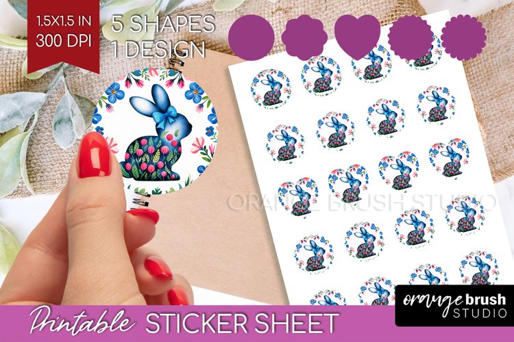 Coquette Easter Round Sticker - Easter Printable Sticker example image 1