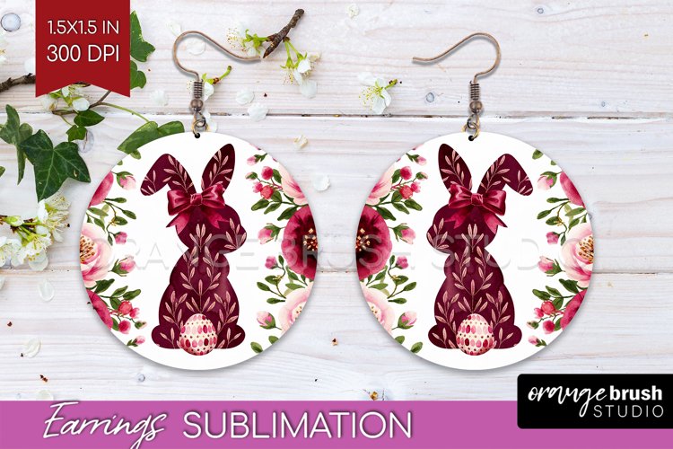 Coquette Easter Round Earrings - Easter PNG Sublimation