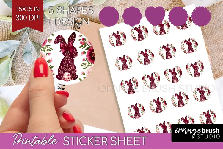 Coquette Easter Round Sticker - Easter Printable Sticker
