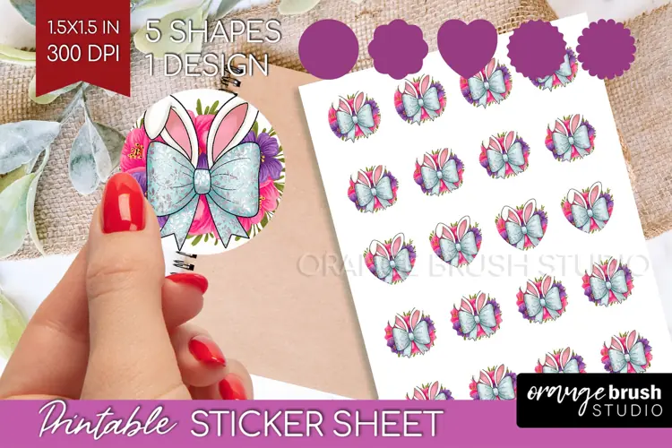 Coquette Easter Round Sticker - Easter Printable Sticker