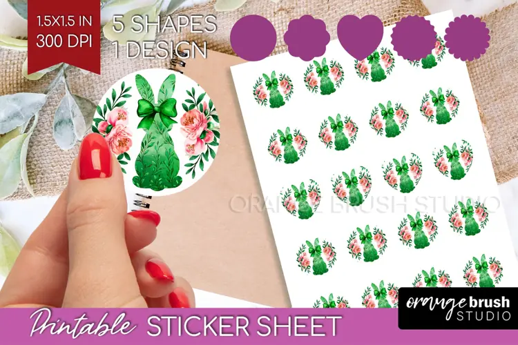 Coquette Easter Round Sticker - Easter Printable Sticker