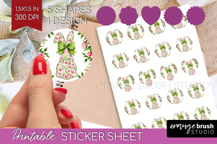 Coquette Easter Round Sticker - Easter Printable Sticker