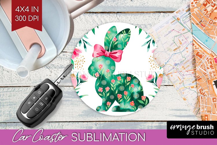 Coquette Easter Car Coaster - Easter Coaster PNG Sublimation