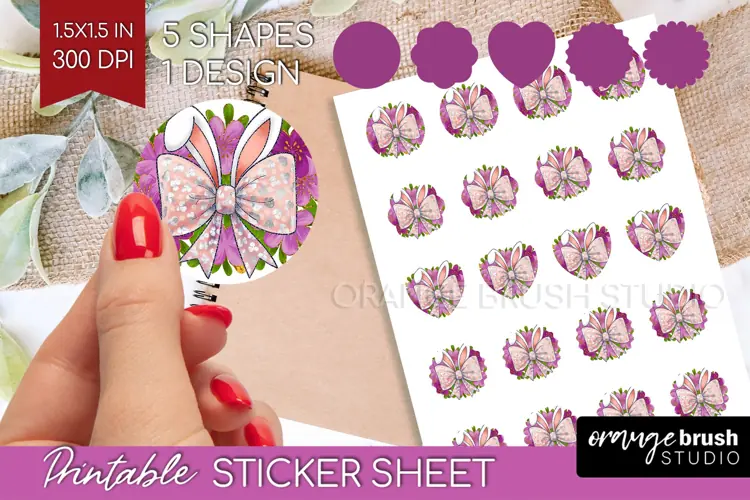 Coquette Easter Round Sticker - Easter Printable Sticker