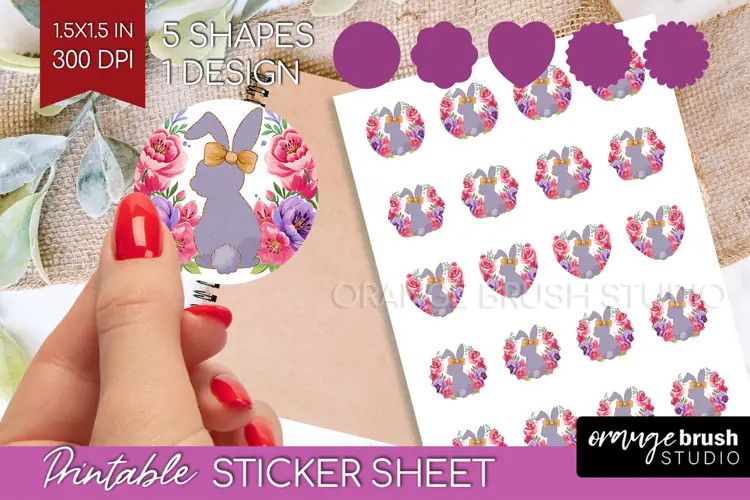 Coquette Easter Round Sticker - Easter Printable Sticker