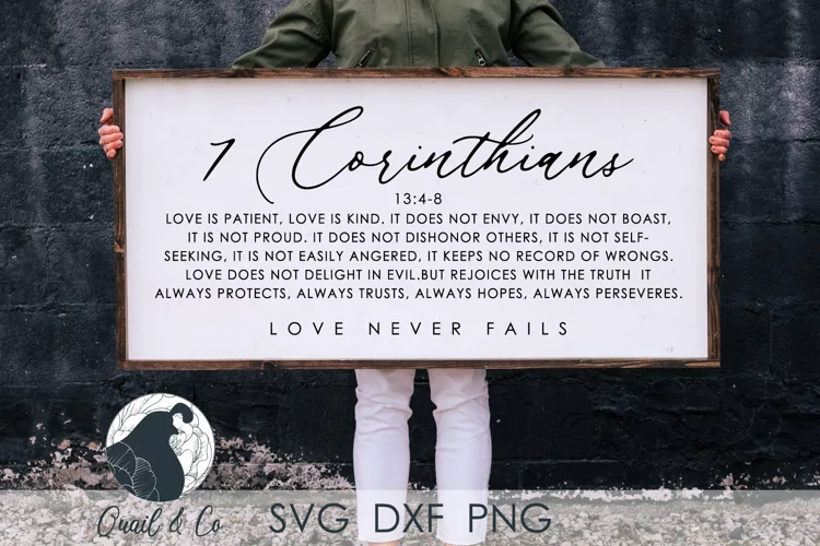 1 Corinthians 13, Love Never Fails SVG, Christian SVG