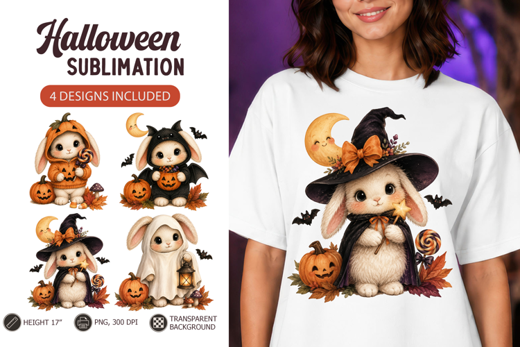 Cute Halloween Bunny Sublimation Baby animals