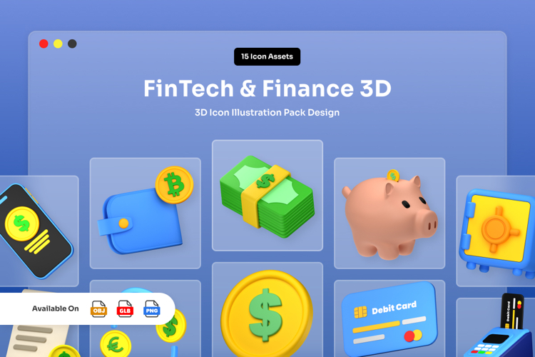 FinTech 3D Finance Icon Pack