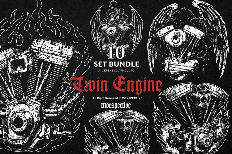 10 Bundle Dark Art V Twin Engine Biker Motorcycle Torque
