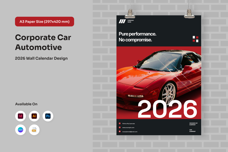 Luxury Car Wall Calendar Layout