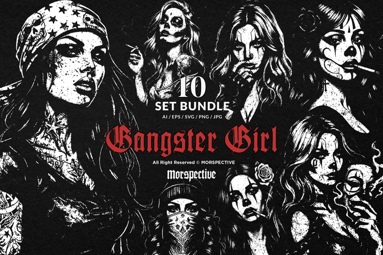 10 Bundle Dark Art Gangster Girl Mafia Muertos Mexicana