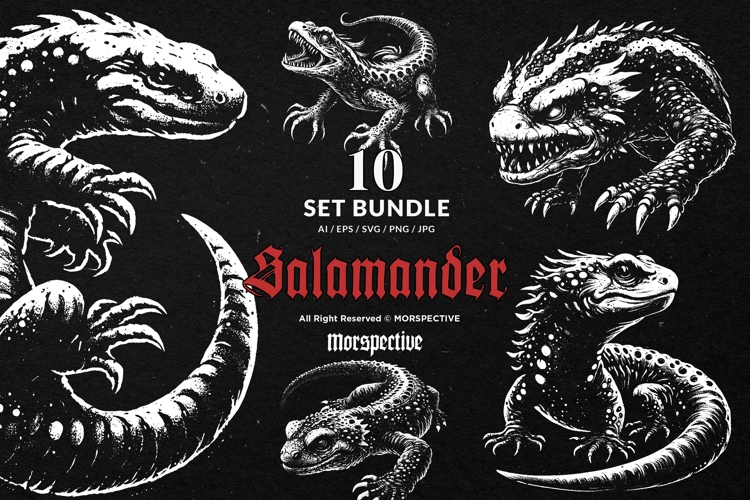 10 Bundle Dark Art Salamander Reptile Animal Dragon Beast