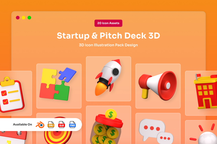 Startup   Pitch Deck 3D Icon Pack