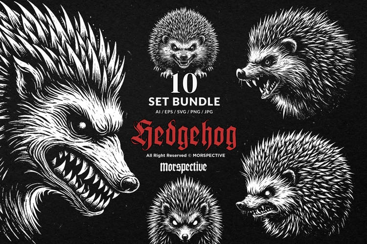 10 Bundle Dark Art Hedgehog thorns quills wildlife Spines
