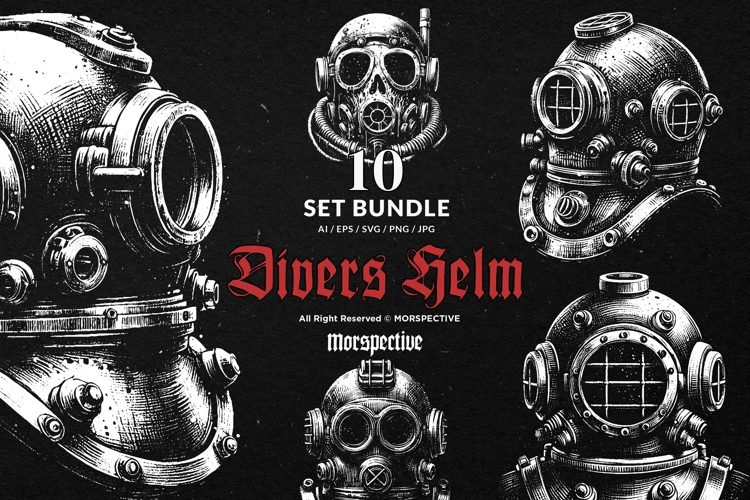 10 Bundle Dark Art Divers Helm Skull Snorkeling Scuba